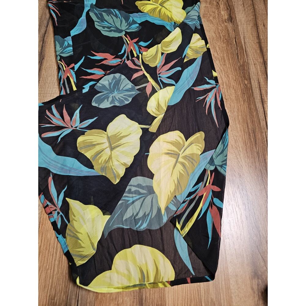 Victoria's Secret Tropical Leaves Black Crinkle Sheer Cover Up Pants Size L NWT - Picture 5 of 7